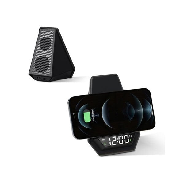 Işıklı Bluetooth Hoparlör Wireless Şarj Cihazı Dijital Saat
