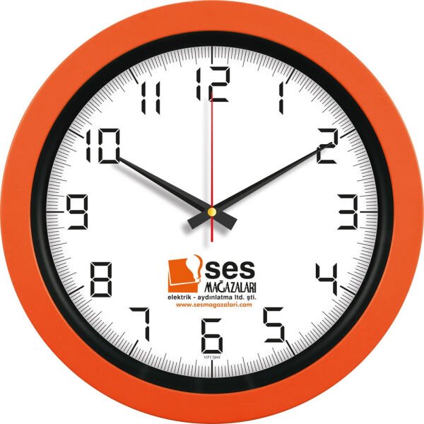 53346 Plastik Duvar Saati (40 cm) Turuncu