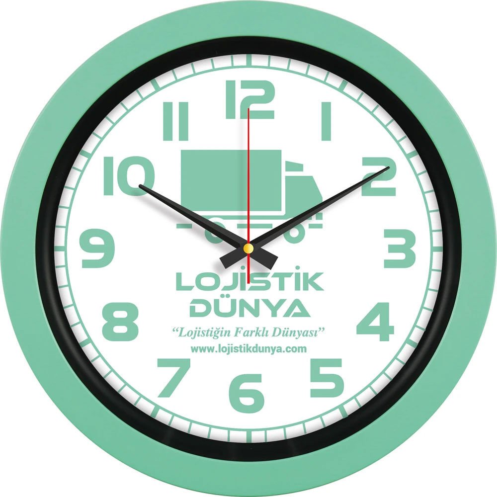 53346 Plastik Duvar Saati (40 cm) Mint Yeşili