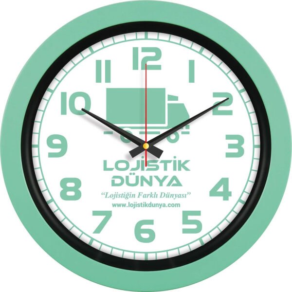 53346 Plastik Duvar Saati (40 cm) Mint Yeşili