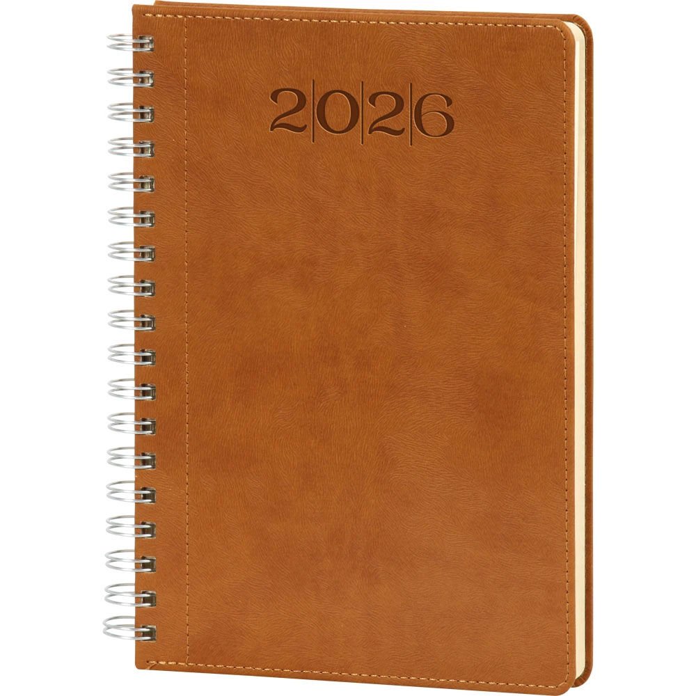 70134 20x28 Bostancı Günlük 2025 Tarihli Spiralli Ajanda Taba