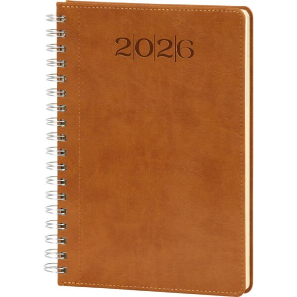 70134 20x28 Bostancı Günlük 2025 Tarihli Spiralli Ajanda Taba