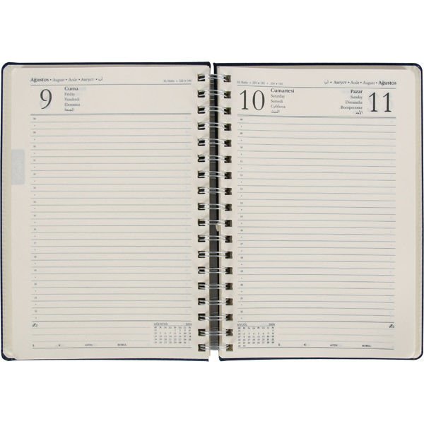 70190 17x24 Pendik Günlük 2027 Tarihli Spiralli Ajanda Turkuaz Mavi