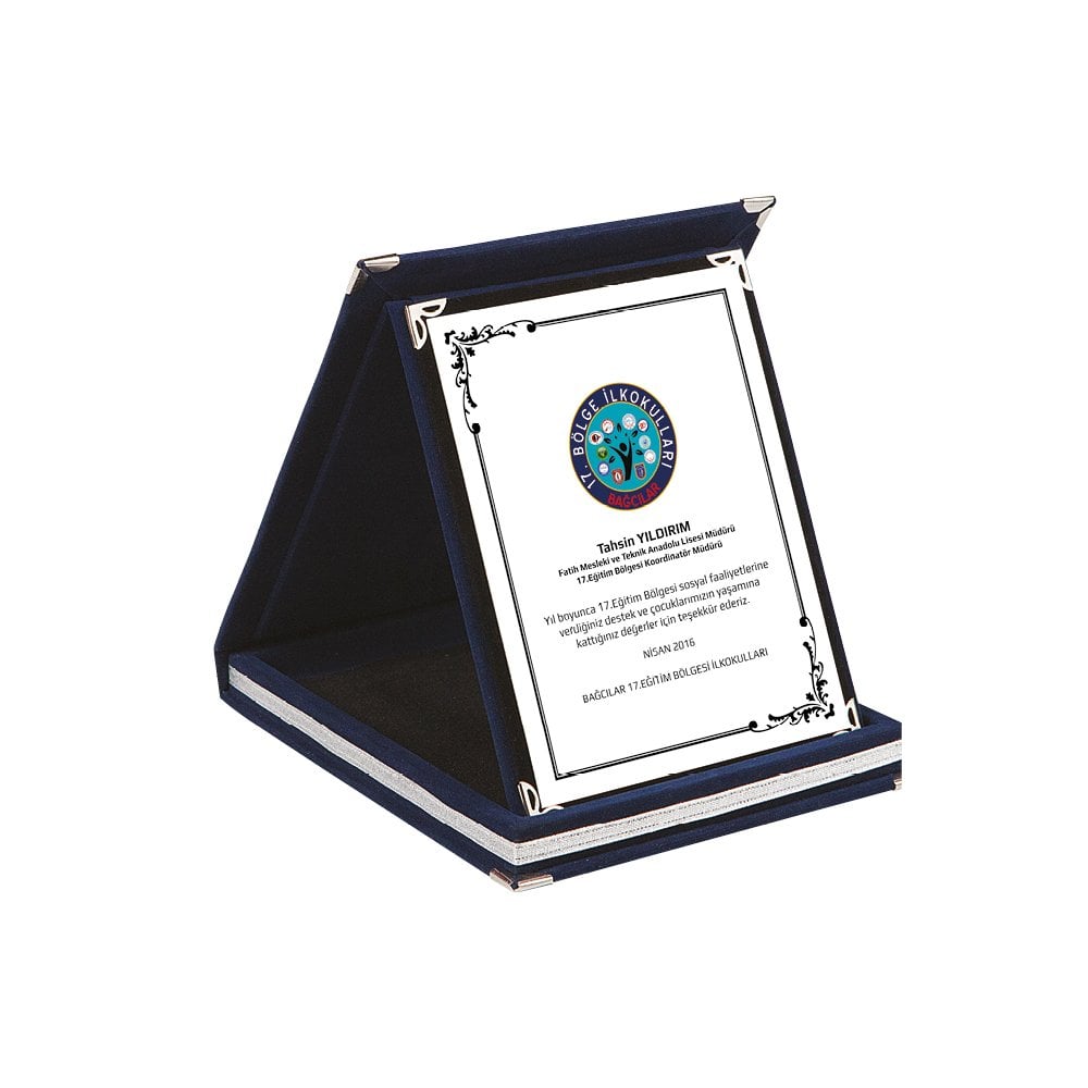 9x12 Kadife Plaket Lacivert