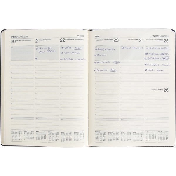 20x28 2027 Tarihli Haftalık Ajanda Siyah